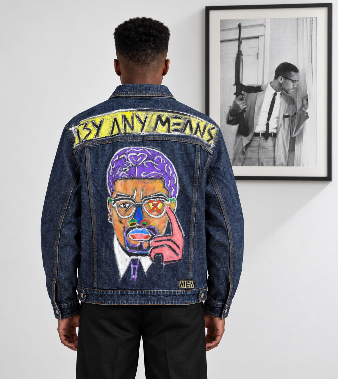 Sxnlxte Hand Painted MALCOM X Jacket (1 of 1)