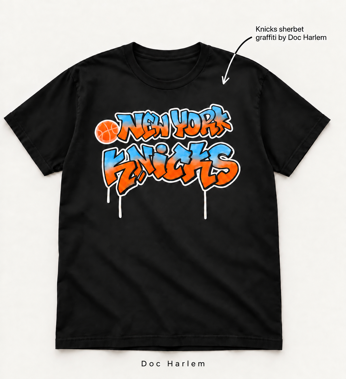 Doc Harlem Signature Series — Knicks Sherbet Graffiti Tee
