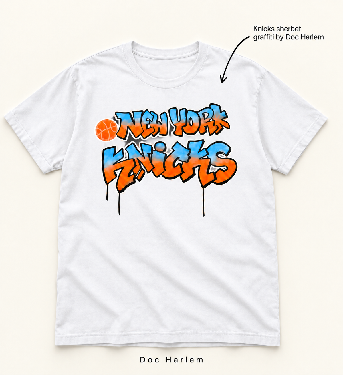 Doc Harlem Signature Series — Knicks Sherbet Graffiti Tee