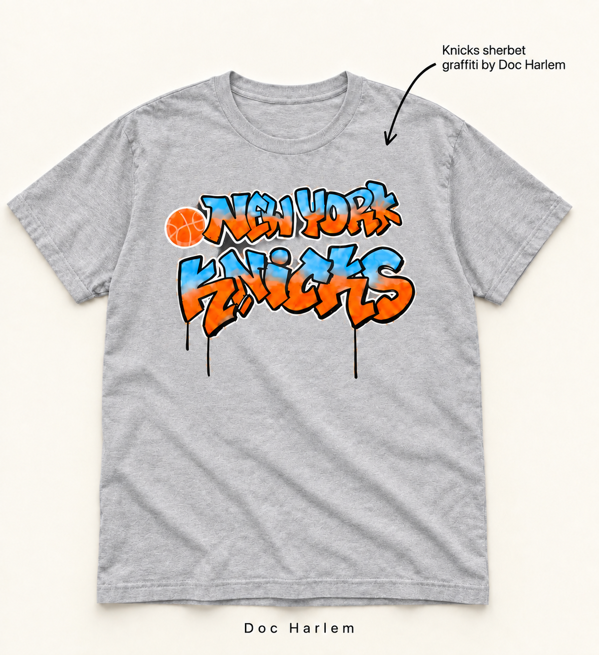 Doc Harlem Signature Series — Knicks Sherbet Graffiti Tee